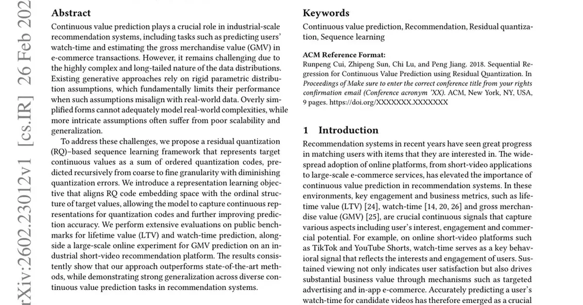 Sequential Regression for Continuous Value Prediction using Residual Quantization