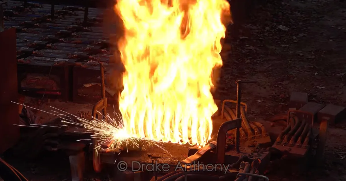 Watch the Electrical Current From 400 Car Batteries Torch a Suspension Spring