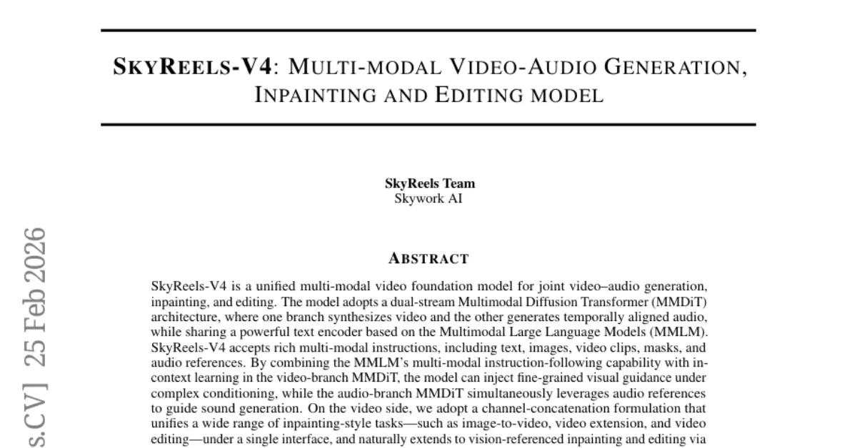 SkyReels-V4: Multi-modal Video-Audio Generation, Inpainting and Editing model