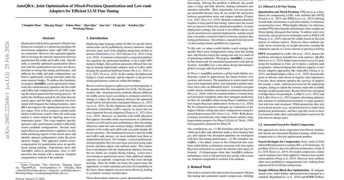 AutoQRA: Joint Optimization of Mixed-Precision Quantization and Low-rank Adapters for Efficient LLM Fine-Tuning