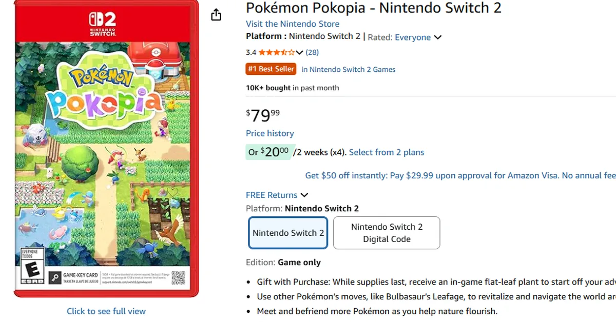 Pokémon Pokopia Physical Edition Price Raised to $80 on Amazon, Amid Reports of Stock Constraints