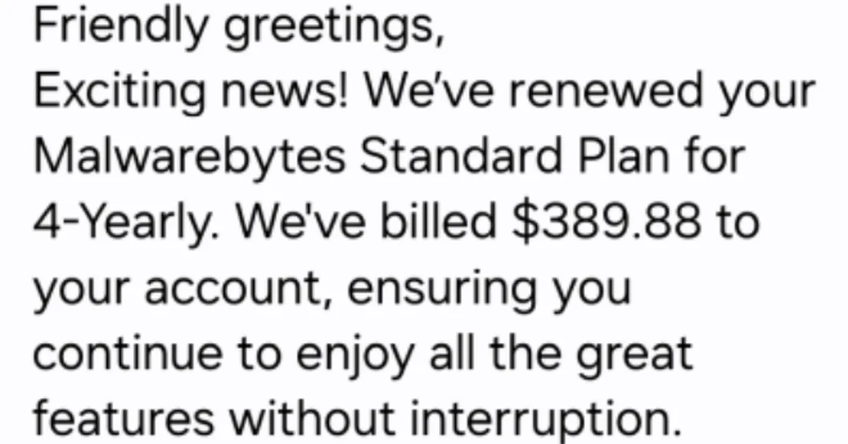 Watch out for fake Malwarebytes renewal notices in your calendar