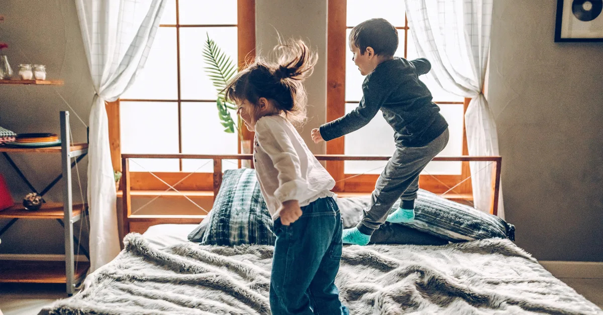 2 kids, 2 adults, 1 queen bed, and no personal space. I regret not splurging on a king-size mattress while my kids were little.