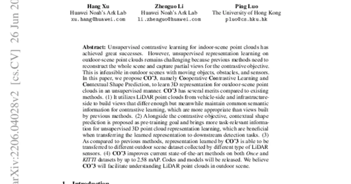 CO^3: Cooperative Unsupervised 3D Representation Learning for Autonomous Driving