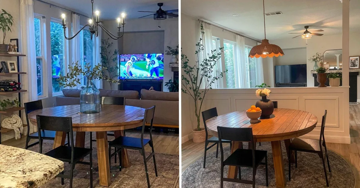 A woman transformed her open-concept space with a pony wall for $2,500