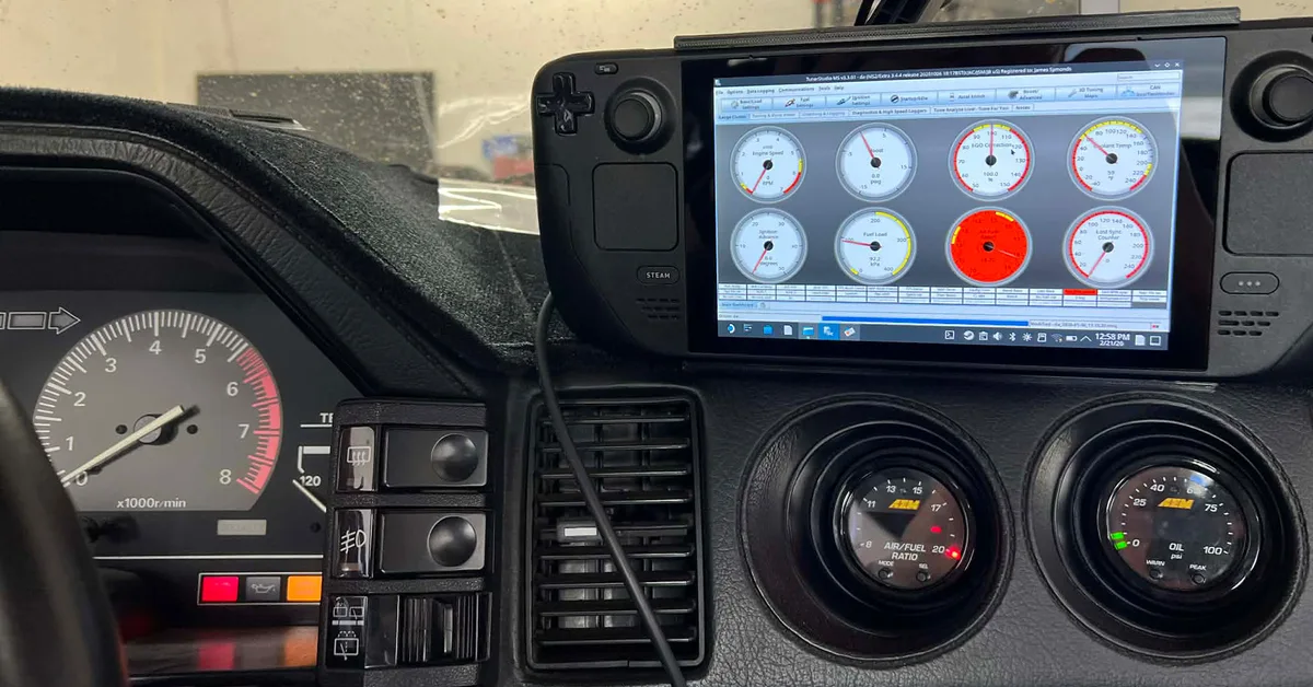 DIY Guy Dash Mounts a Steam Deck Gaming Handheld to Tune His Nissan 300ZX