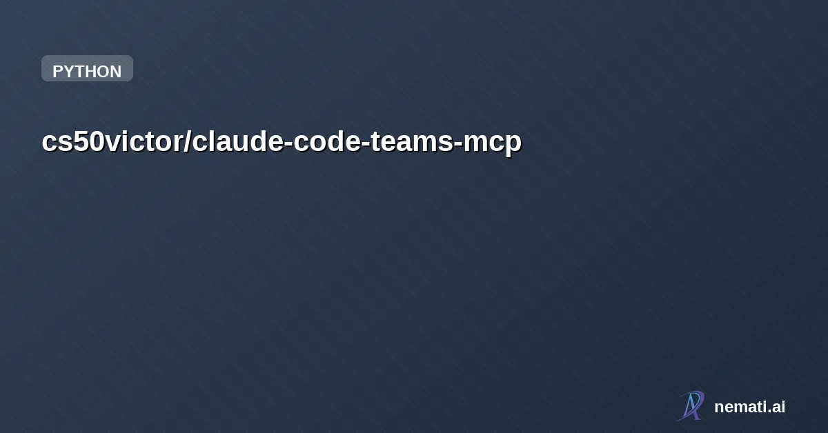 cs50victor/claude-code-teams-mcp โ use claude code's agent teams orchestraction with any harness