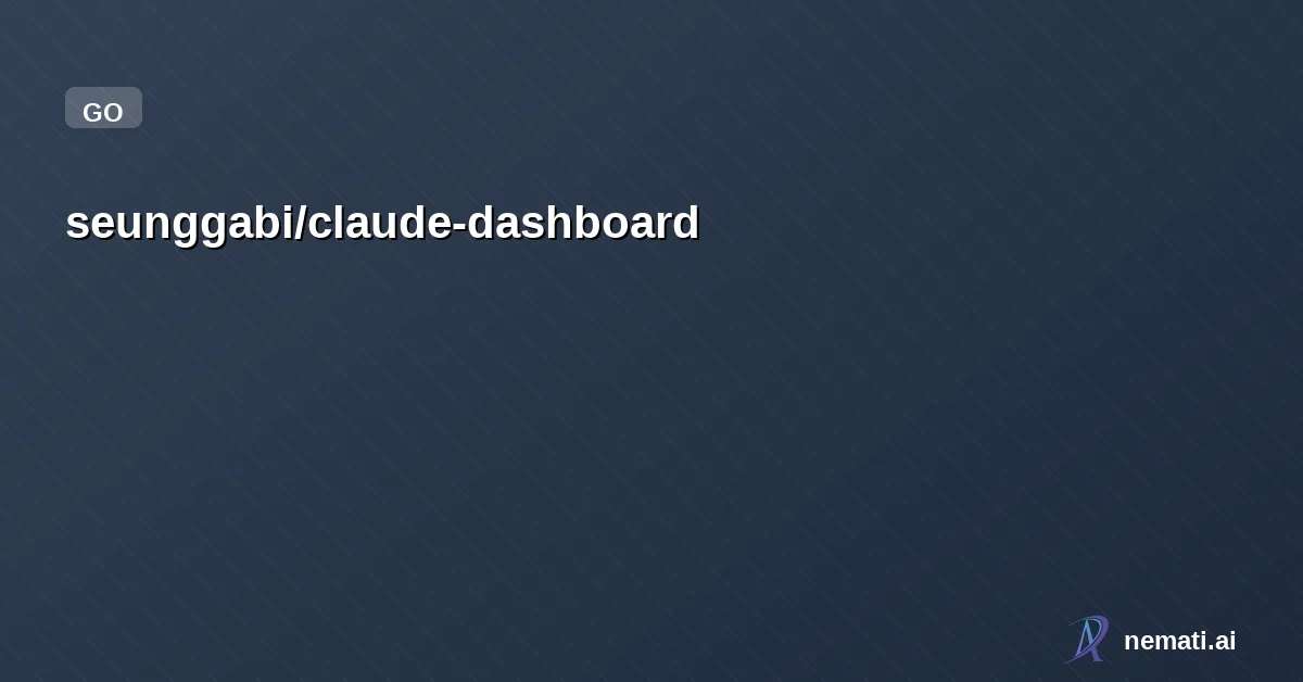 seunggabi/claude-dashboard — k9s-style TUI for managing Claude Code sessions via tmux
