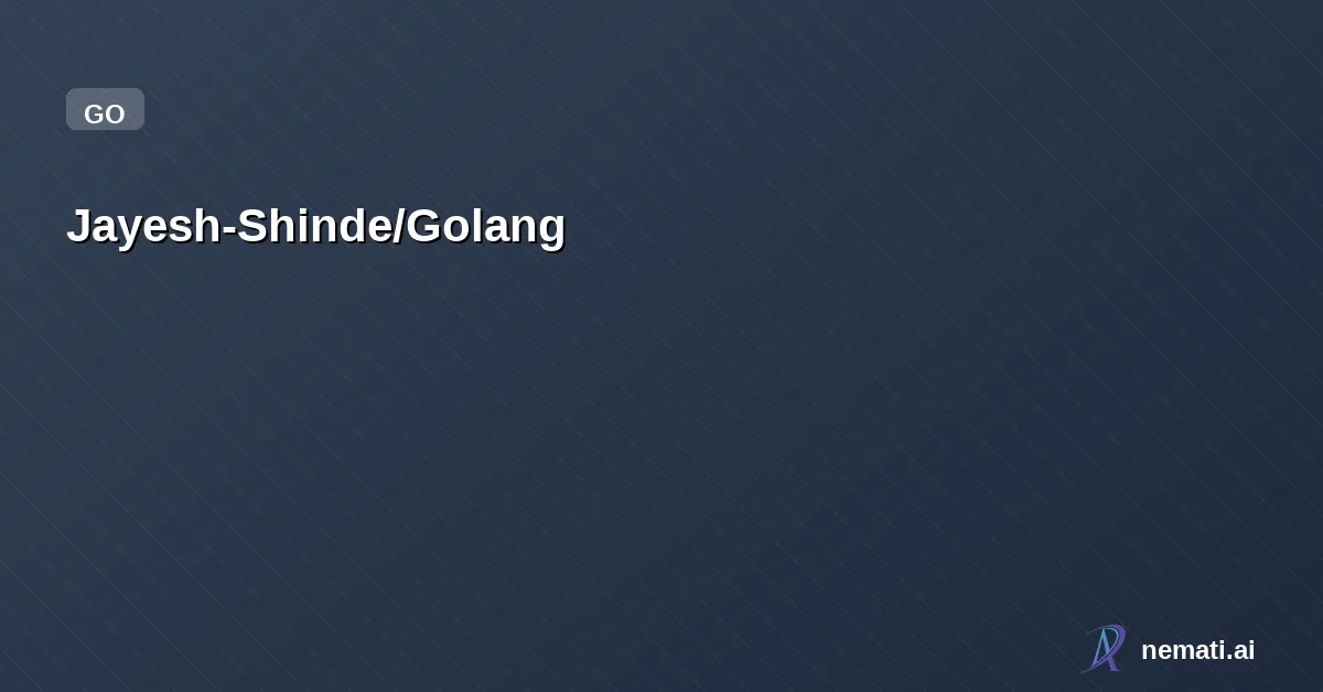 Jayesh-Shinde/Golang — Go learning Repo