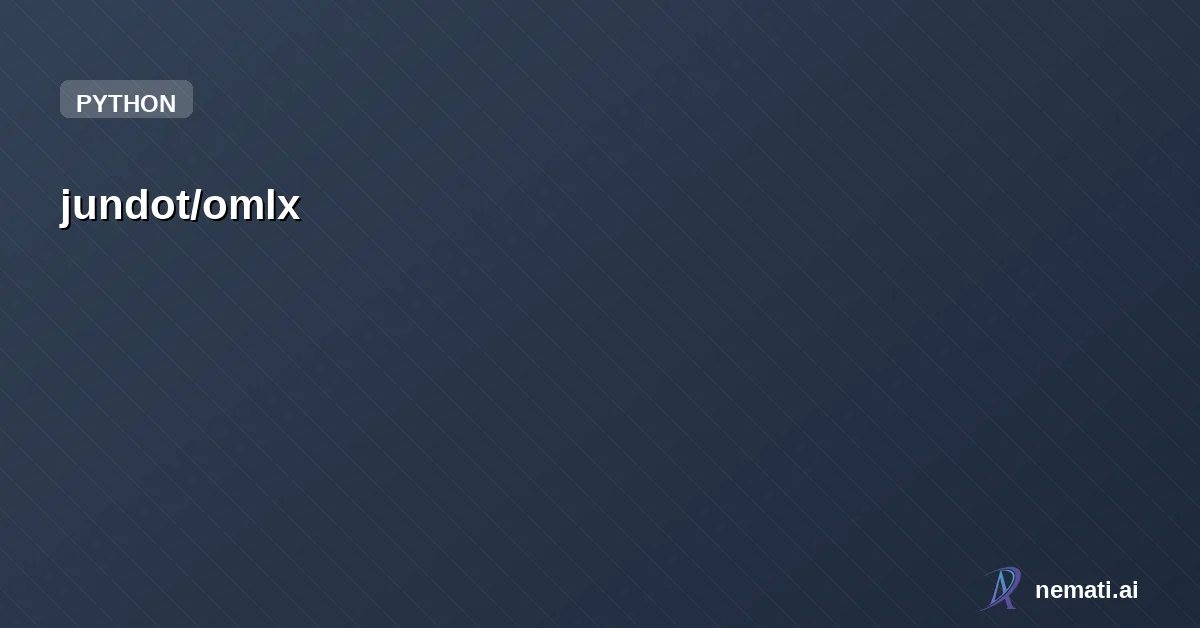 jundot/omlx — LLM inference server with continuous batching & SSD caching for Apple Silicon — 