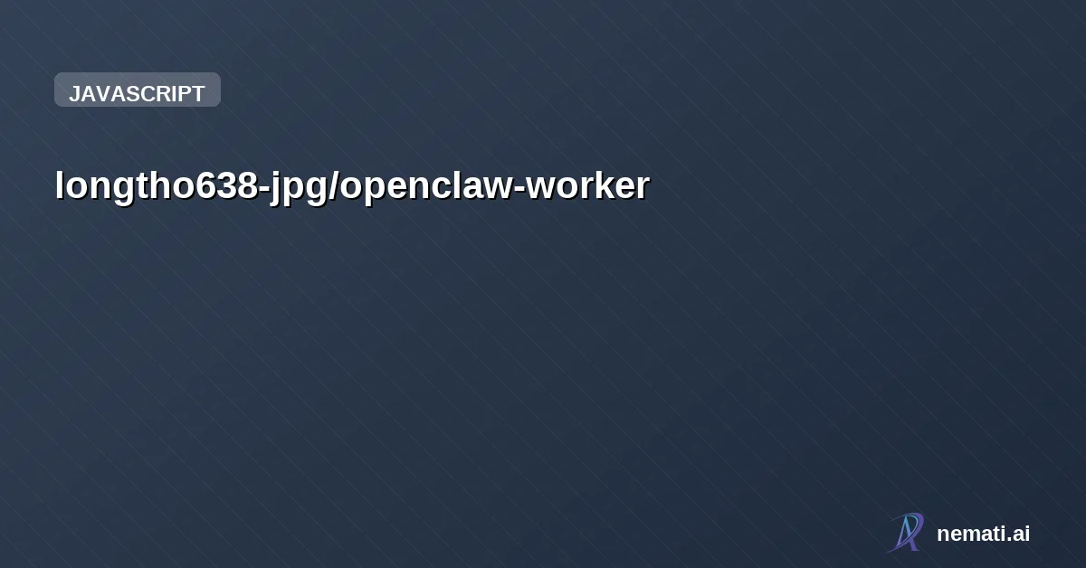 longtho638-jpg/openclaw-worker — 🦞 Autonomous AI Swarm Engine — Drop a file, watch 3 AI agents execute in paralle