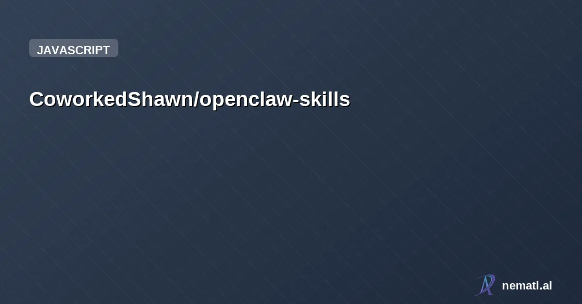 CoworkedShawn/openclaw-skills — Custom OpenClaw skills for AI agent capabilities - memory systems, prompt inject