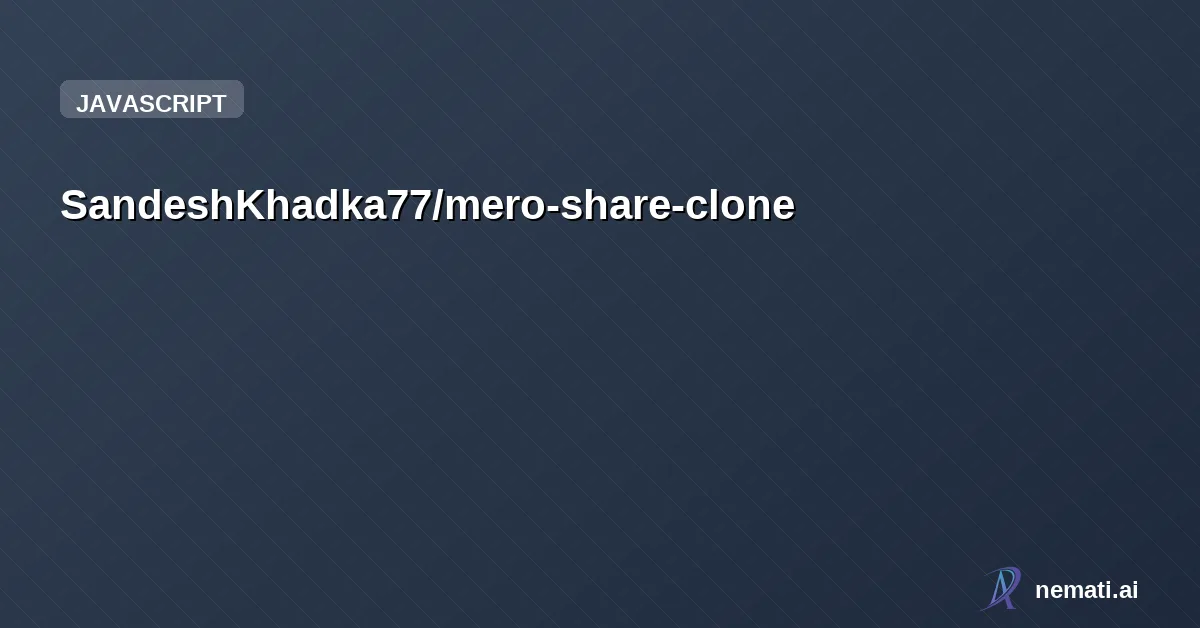 SandeshKhadka77/mero-share-clone — A frontend UI clone of MeroShare platform built using React and CSS. This proj