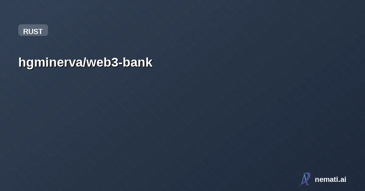 hgminerva/web3-bank — This is a simple ink! smart contract for managing a bank ledger on Substrate-bas