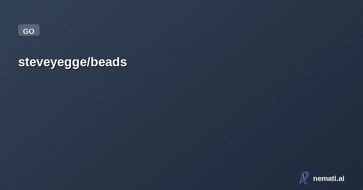 steveyegge/beads — Star


  

  
    
    


      
        steveyegge /

      beads  

    
     