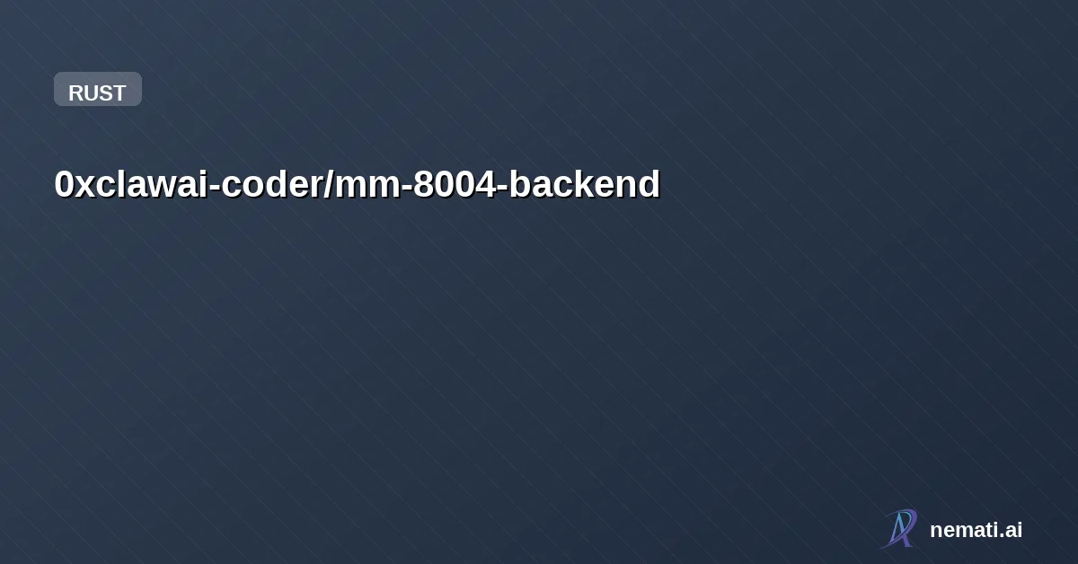 0xclawai-coder/mm-8004-backend — ERC-8004 Trustless Agents Marketplace - backend