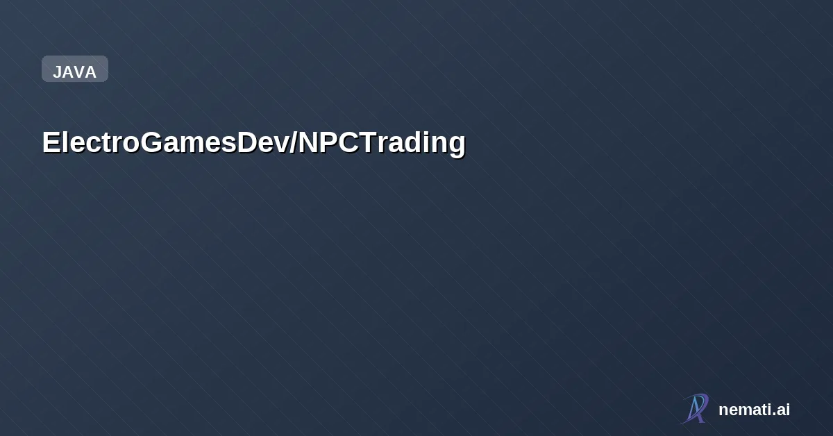 ElectroGamesDev/NPCTrading — A customizable NPC trading plugin that lets you easily create interactive trader