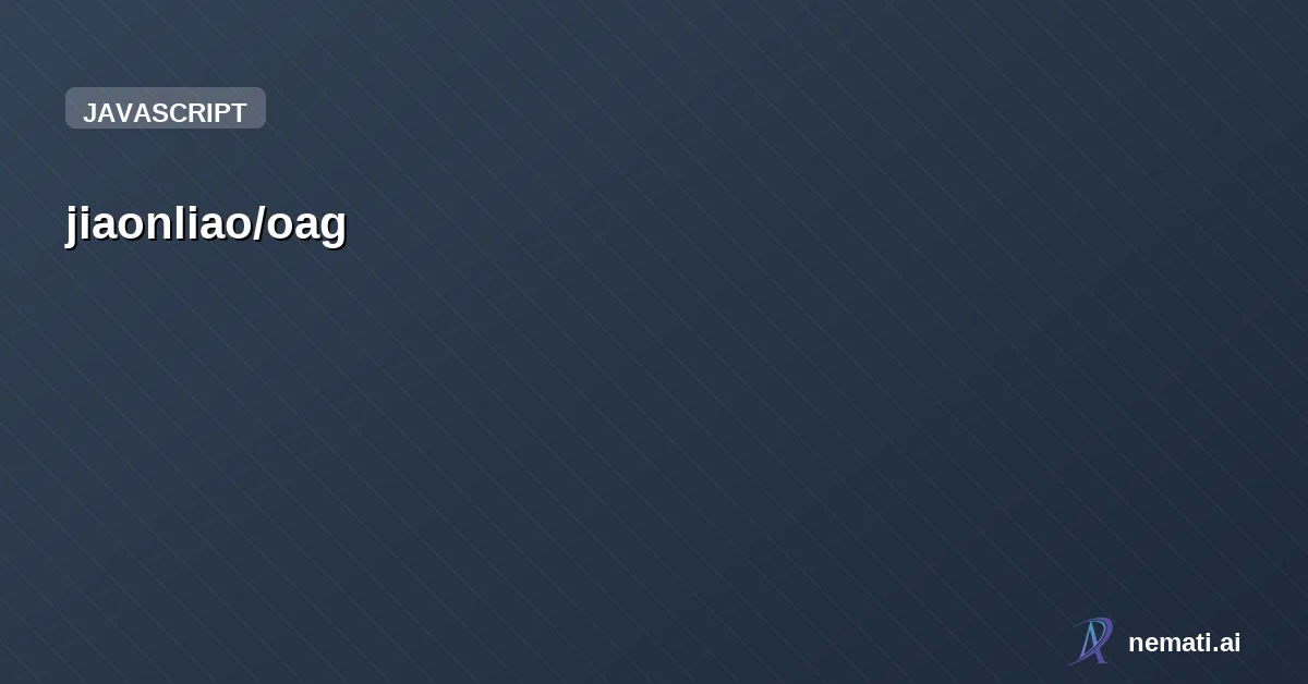 jiaonliao/oag — oag is a lightweight CLI for managing a Git-based AI asset registry, enabling   