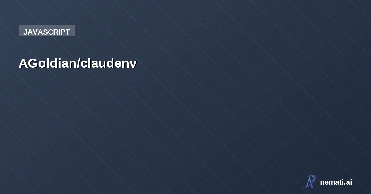 AGoldian/claudenv — Automated project documentation generator for Claude Code and AI coding agents. 