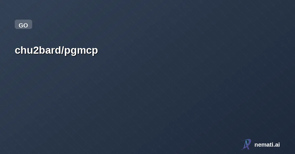 chu2bard/pgmcp — MCP server for PostgreSQL database operations