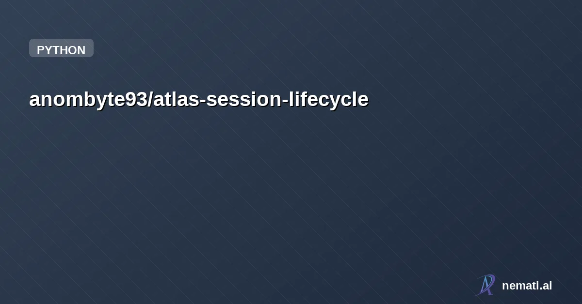 anombyte93/atlas-session-lifecycle — Session lifecycle management for Claude Code — persistent memory, soul purpose,