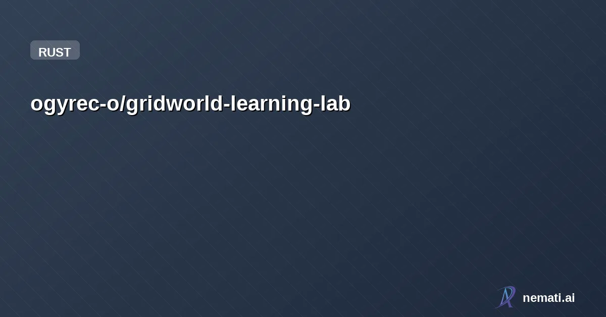 ogyrec-o/gridworld-learning-lab — Minimal Gridworld + tabular Q-learning in Rust (reproducible metrics + determini