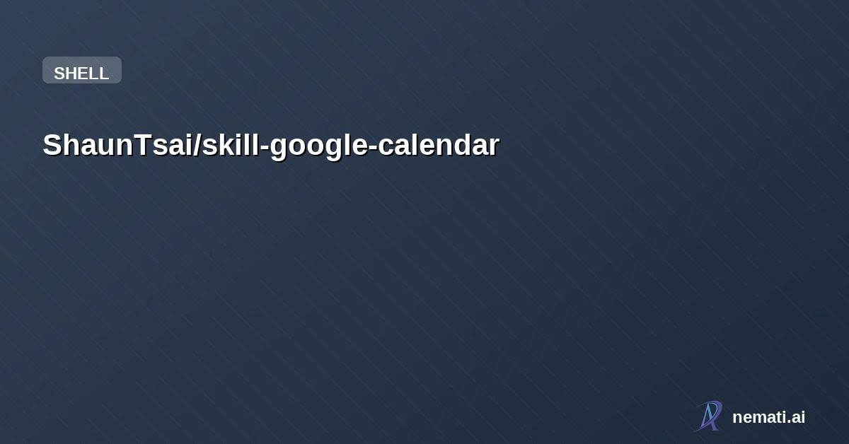 ShaunTsai/skill-google-calendar — A Kiro agent skill that syncs Google Calendar events for schedule awareness