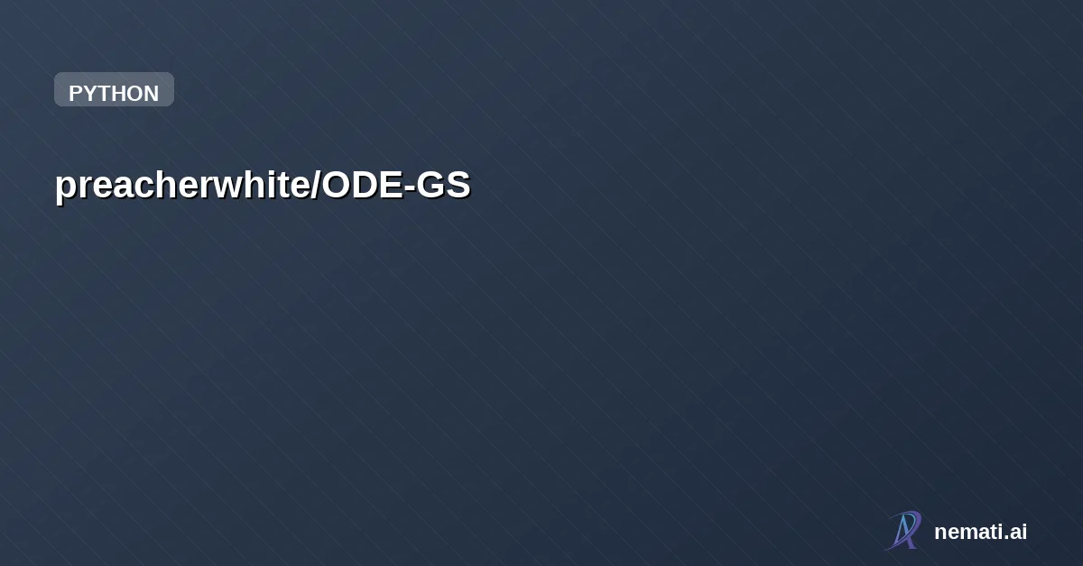 preacherwhite/ODE-GS — [ICLR 2026] ODE-GS: Latent ODEs for Dynamic Scene Extrapolation with 3D Gaussian