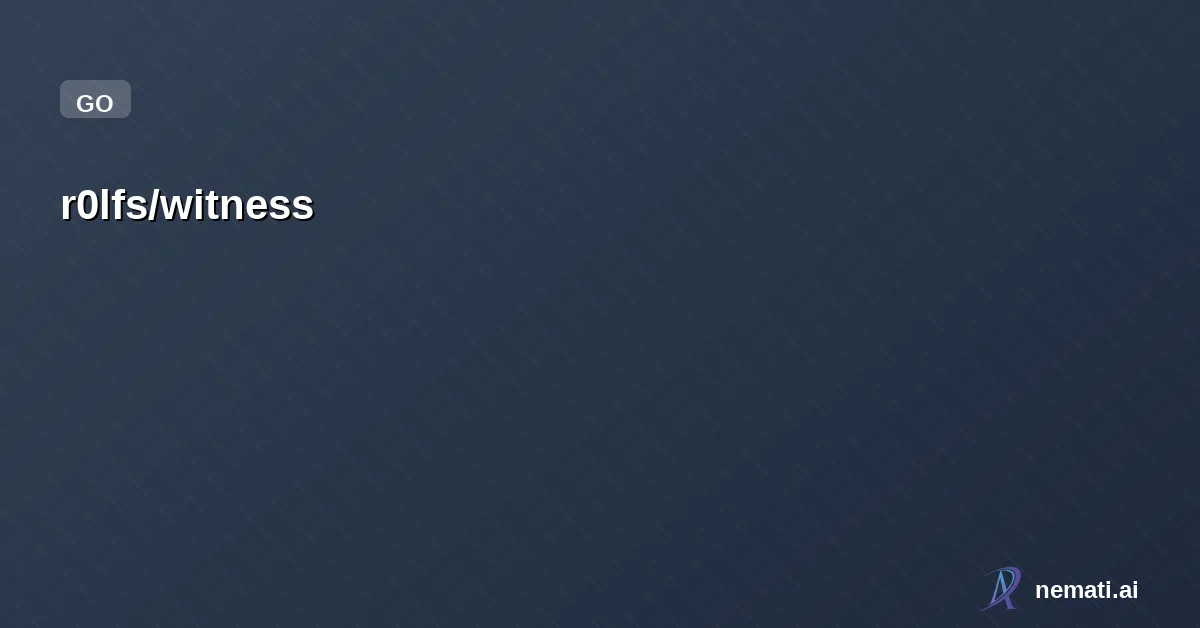 r0lfs/witness — Transparent, immutable audit trail for MCP-based AI agents.